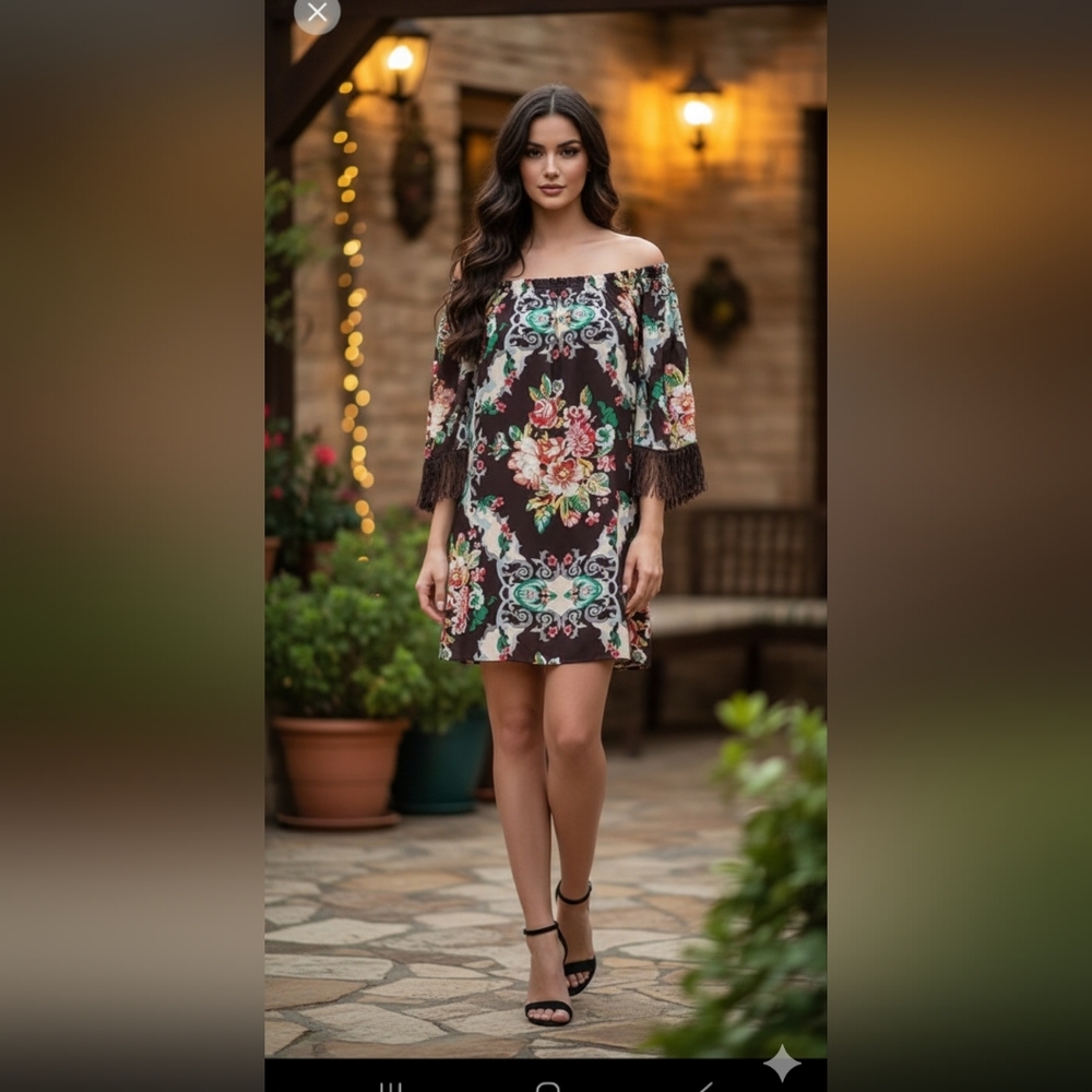 Anthropologie Uncle Frank Off Shoulder Floral Mini Dress Sz L